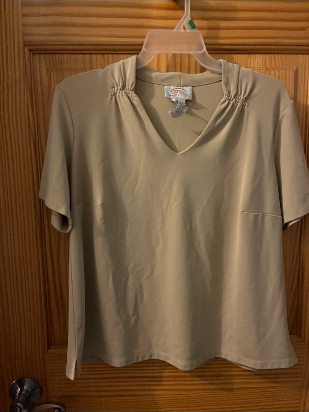 Talbots Short Sleeve V-Neck Top - Taupe